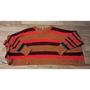 FREE PEOPLE All About You Chenille Terracotta Striped Sweater Size M Oversized